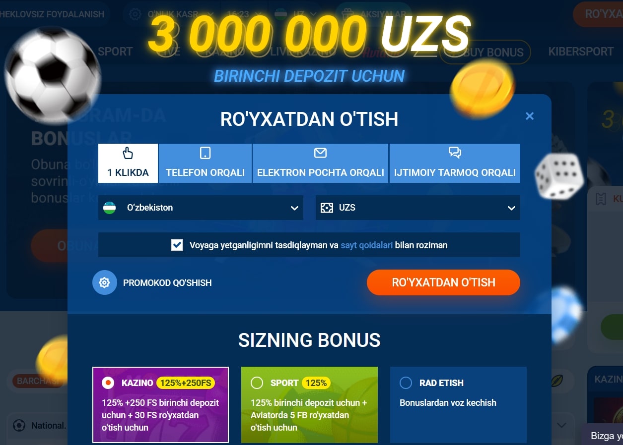 Mostbetda ro‘yxatdan o‘tish